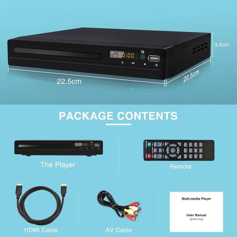 HD-238 DVD-плеер для телевизора со свободным регионом, с выходами HDMI/AV, воспроизведением с USB, пультом дистанционного управления, компактный мультимедийный плеер