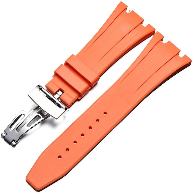 Silicone Watch Band for AP Aibi 15400 Royal Oak Series Waterproof Rubber Watch Straps Men Bracelet Accessories 26mm 27mm 28mm