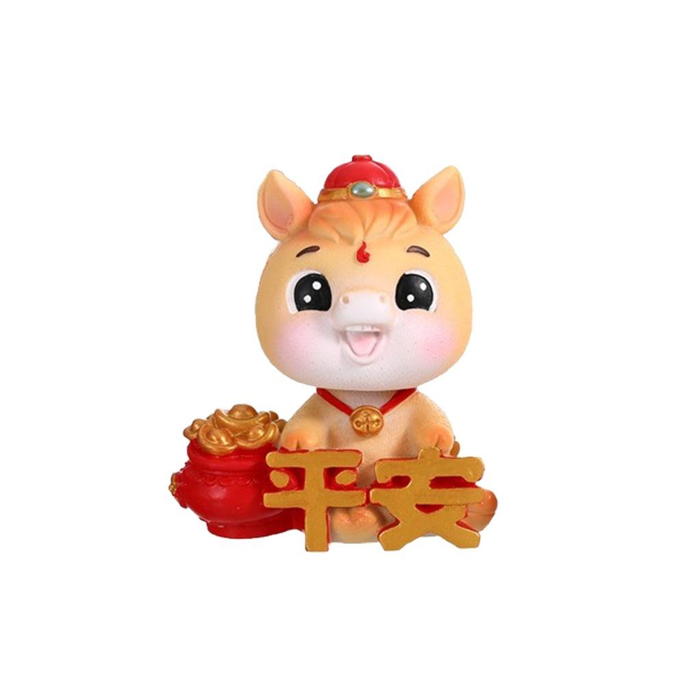 Resin Shaking Horse Ornament Cute Horse Year Mascot Festival Ornament  Office Table