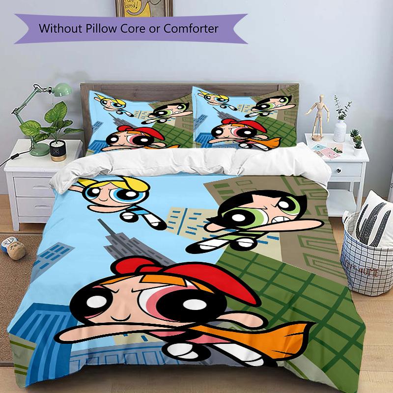 3pcs Powerpuff Girls Cover Set,Soft Comfortable Duvet Cover,Guest Room (1*Duvet Cover + 2*Pillowcases, Without Core) yy251024191