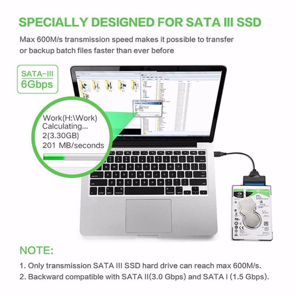 32cm Sata To USB 3.0 Cable USB to SATA III Hard Drive Adapter UP To 6 Gbps For 2.5 Inch External SSD HDD Data Transfer