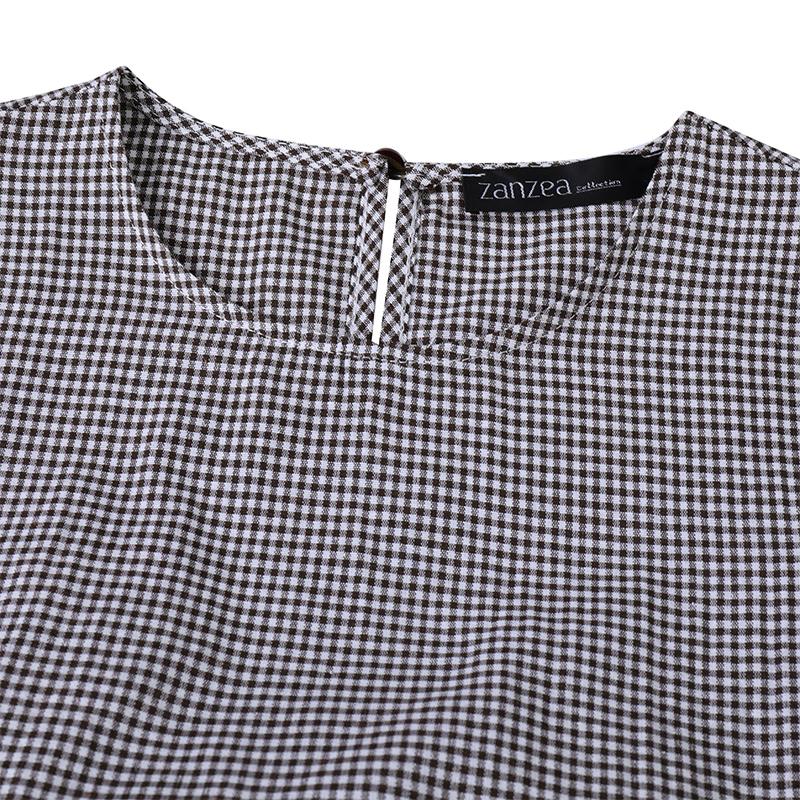 ZANZEA Women Casual O-neck Summer Plaid Print Sleeveless Long Dress