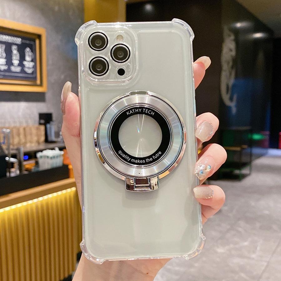 Plating Shockproof Magnetic Bracket For Magsafe Clear Case For For Iphone 17 16 15 14 13 12 Pro Max With Holder Stand Cover