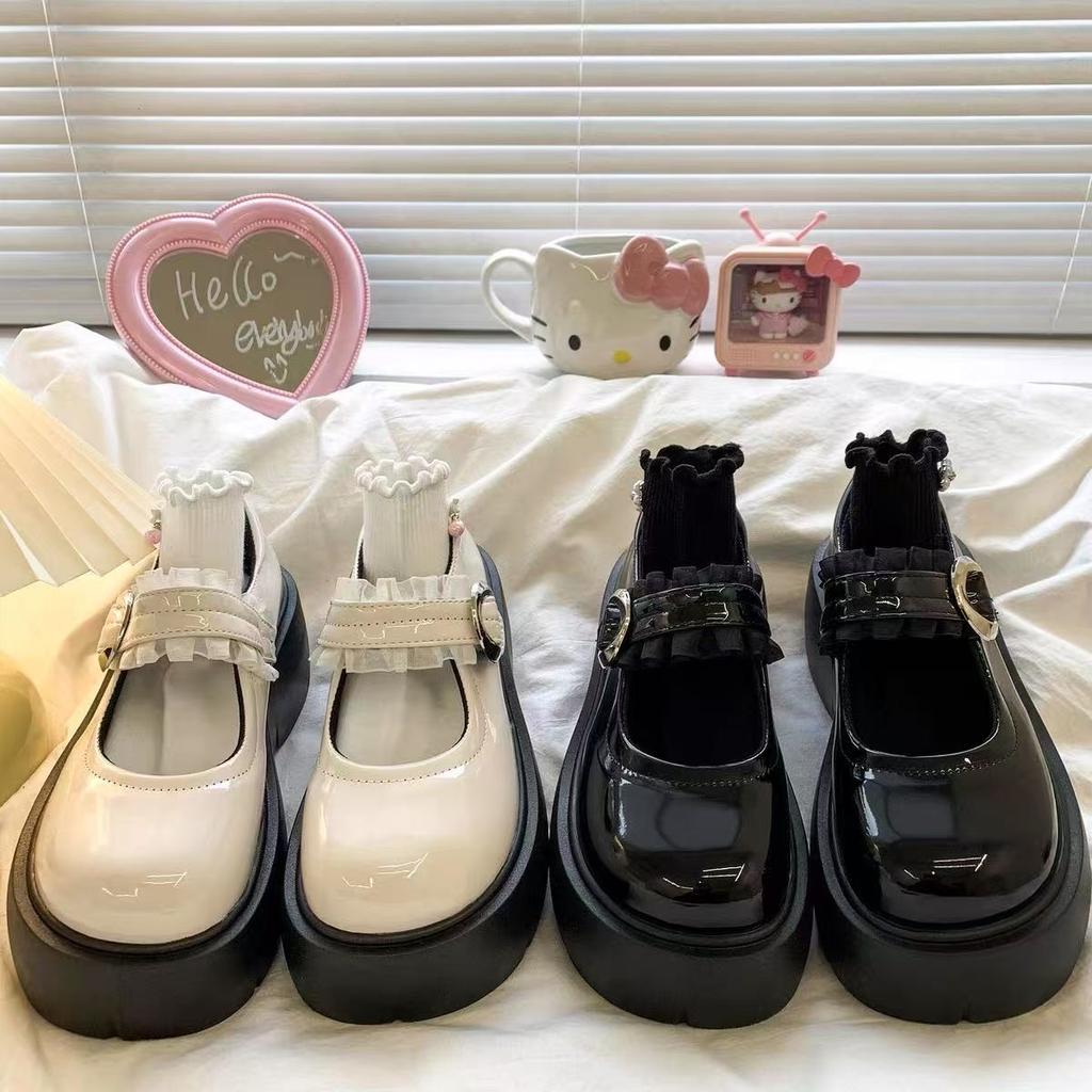French Style with Skirt Platform Small Leather Shoes Women's 2025 Spring and Autumn New Black Round Head Retro High Heel Mary Jane Single Shoes