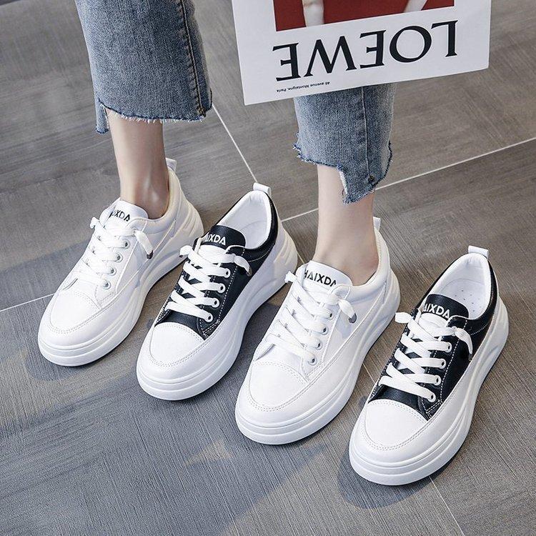Sports Shoes Women's Rubber Pu Muffin Bottom Autumn New Casual Lace-up Shoes Women's Wholesale