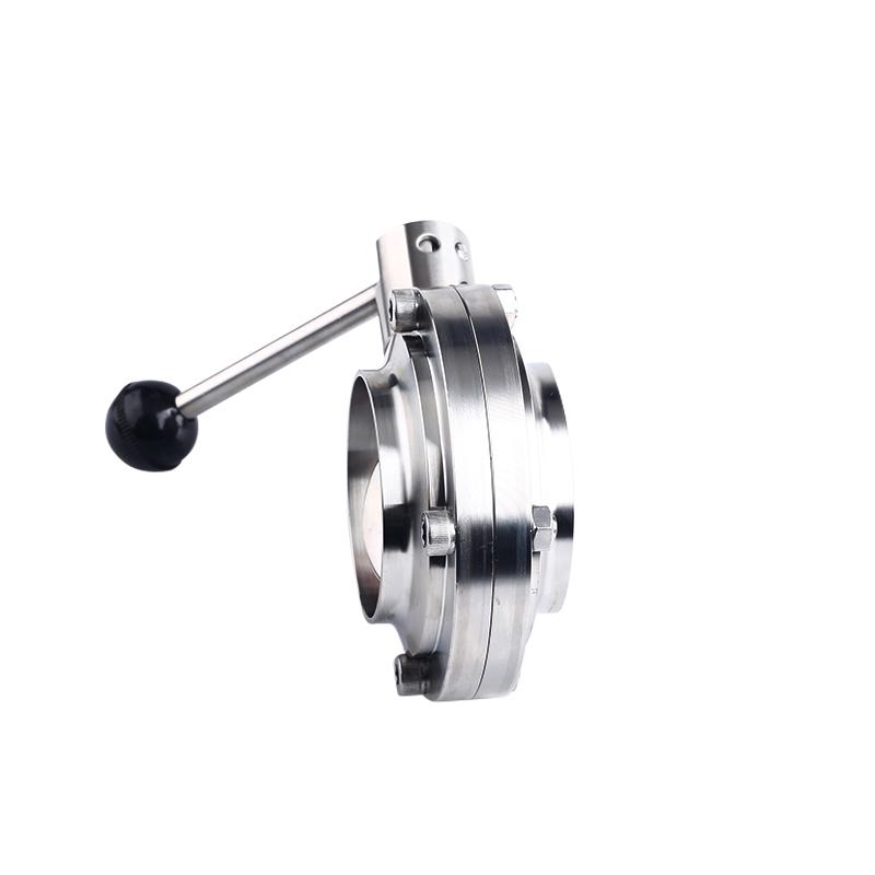 316 Manual Sanitary Butterfly Valve - 304 Stainless Steel for Wine Barrel/Tank, Food Grade, Weldable, Powder Coated, 51mm