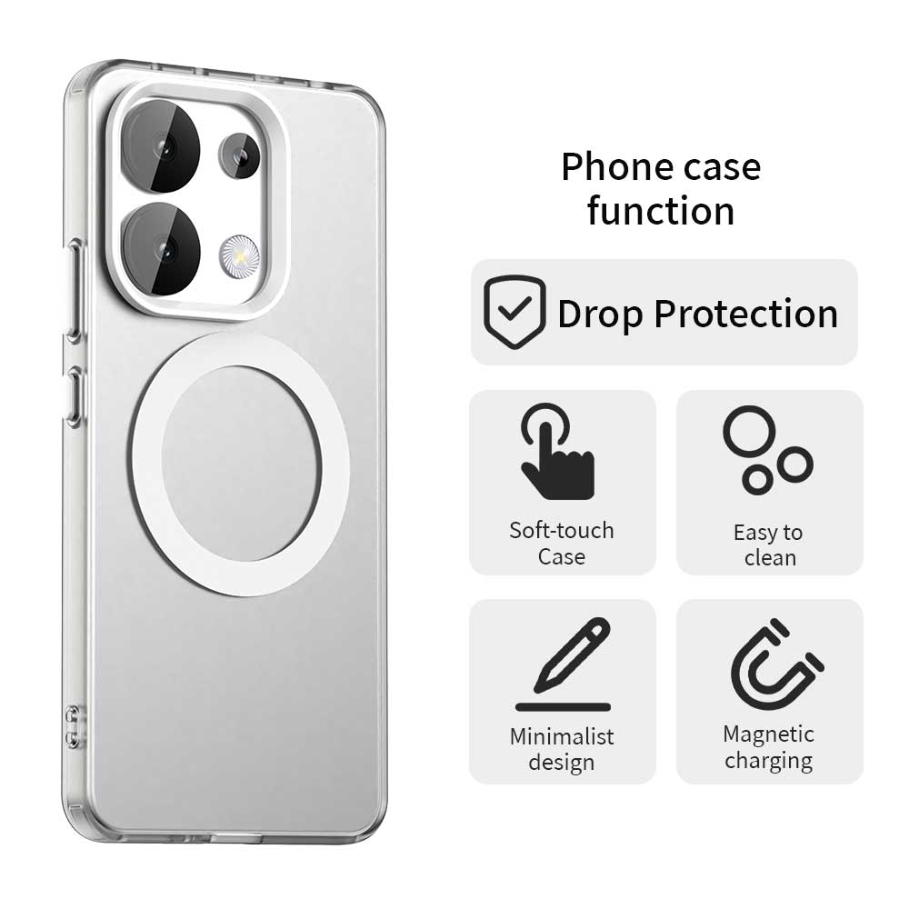 For Xiaomi Redmi Note 13 4G Case Compatible with MagSafe PC+TPU+PET Anti-Drop Phone Cover