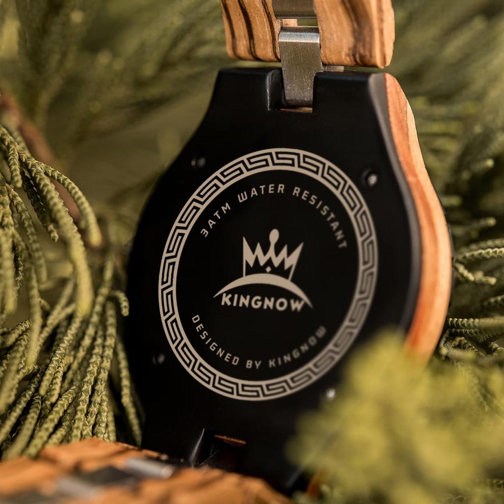 Деревянные часы для мужчин Бамбуковые часы Роскошные кварцевые часы Часы Дата Светящиеся Легкие Водонепроницаемые Подарок на годовщину KINGNOW Мужские Отцовские