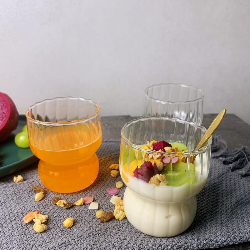 Lovely Simple Striped Glass Juice Glass Water Glass Transparent Glass Dessert Glass