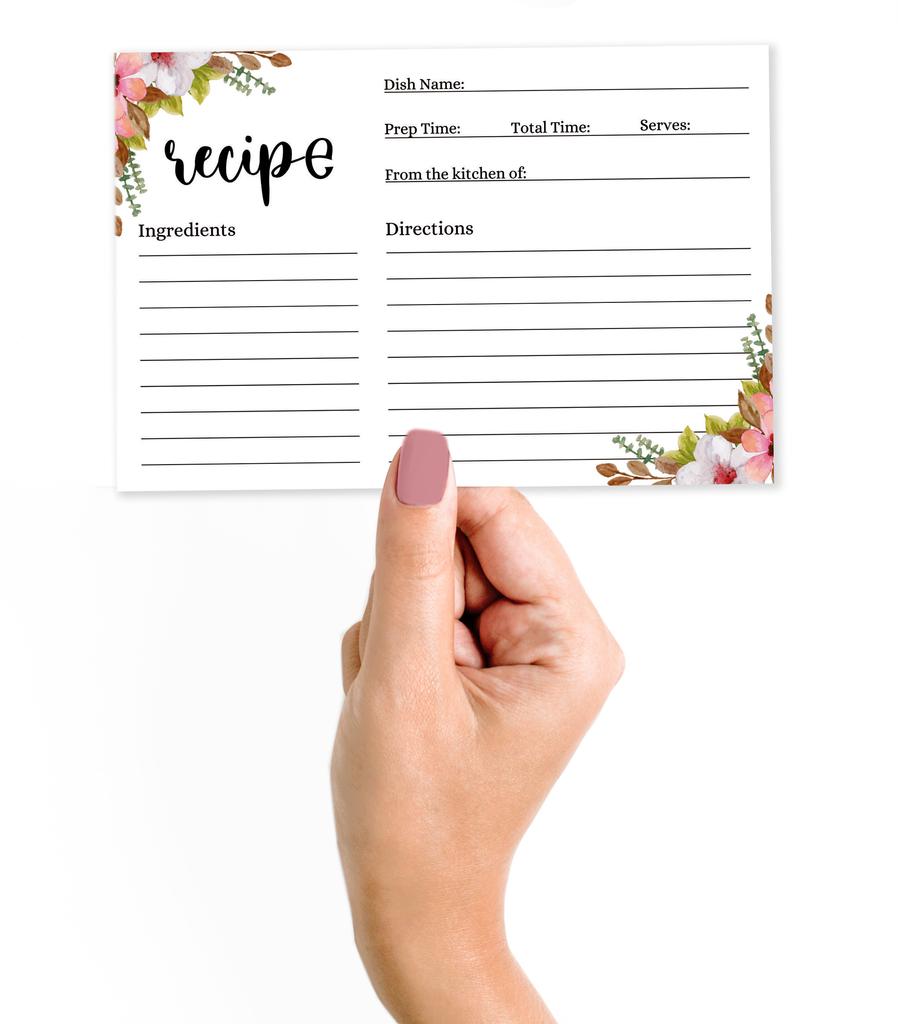 Inkdotpot Карточки с рецептами 4x6 дюймов (Набор из 50) , Толстые двухсторонние карточки премиум-класса - белые карточки для заметок с рецептами в современном стиле