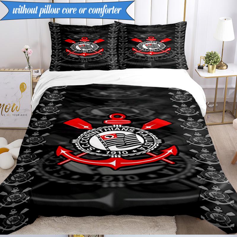 3PCS Sport Club Football Crest Printed Soft Bedding Set,Including 1pc Duvet Cover And 2pcs Pillowcases Perfect for Bedroom, Dormitory, Fan gift
