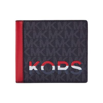 MK Cooper Кошелек с цветовыми блоками из искусственной кожи Маленький мужской кошелек Темно-коричневый Красный 36H1LCOF1O-648