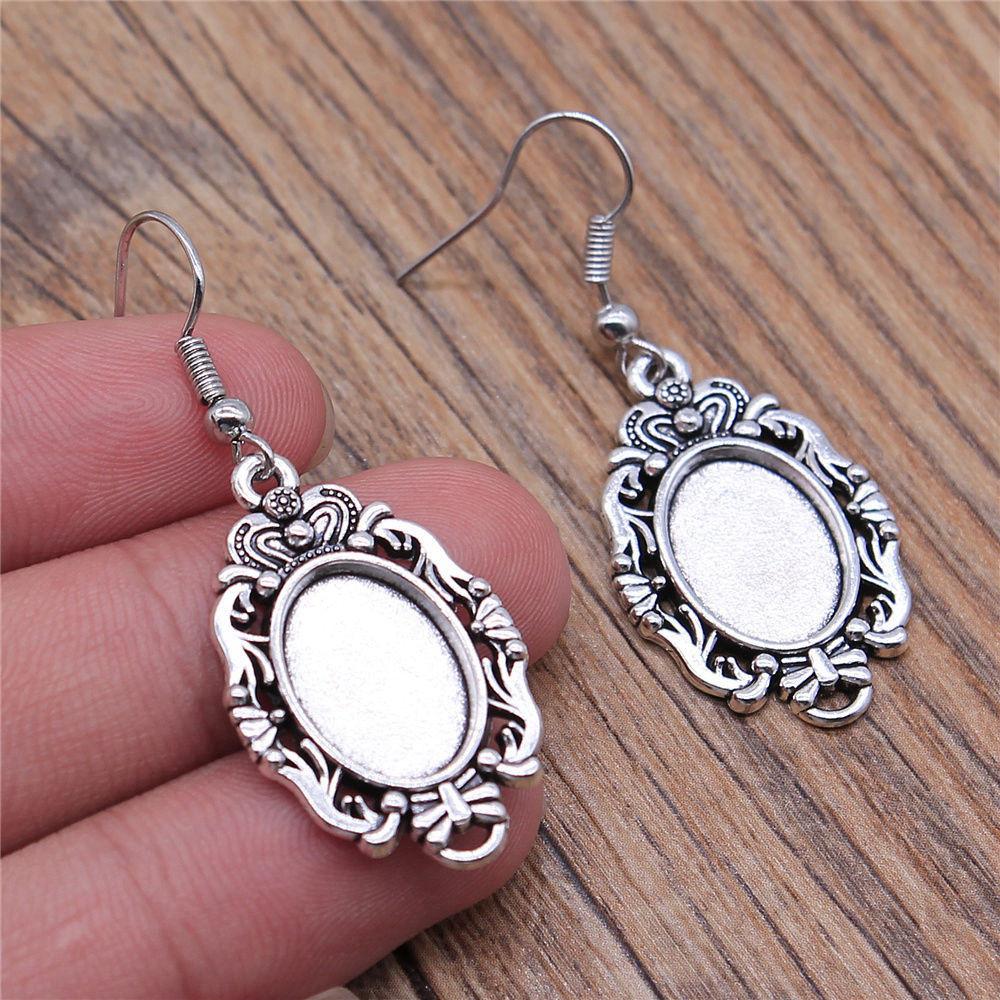 Oval Ear Hook Glass Cabochon Base Setting Tray Drop & Dangle Earring Women's Jewellery Party Boho Findings & Components