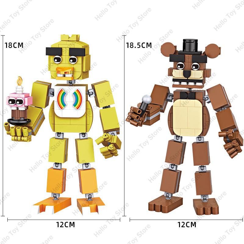 Горячая Классическая Кино Фигурка Fnaf Кукла Fnaf Пять Ночей Кошмарная Чика Фокси Золотой Бонни Медведь Фигурка Действия Детали Строительные Блоки Игрушки