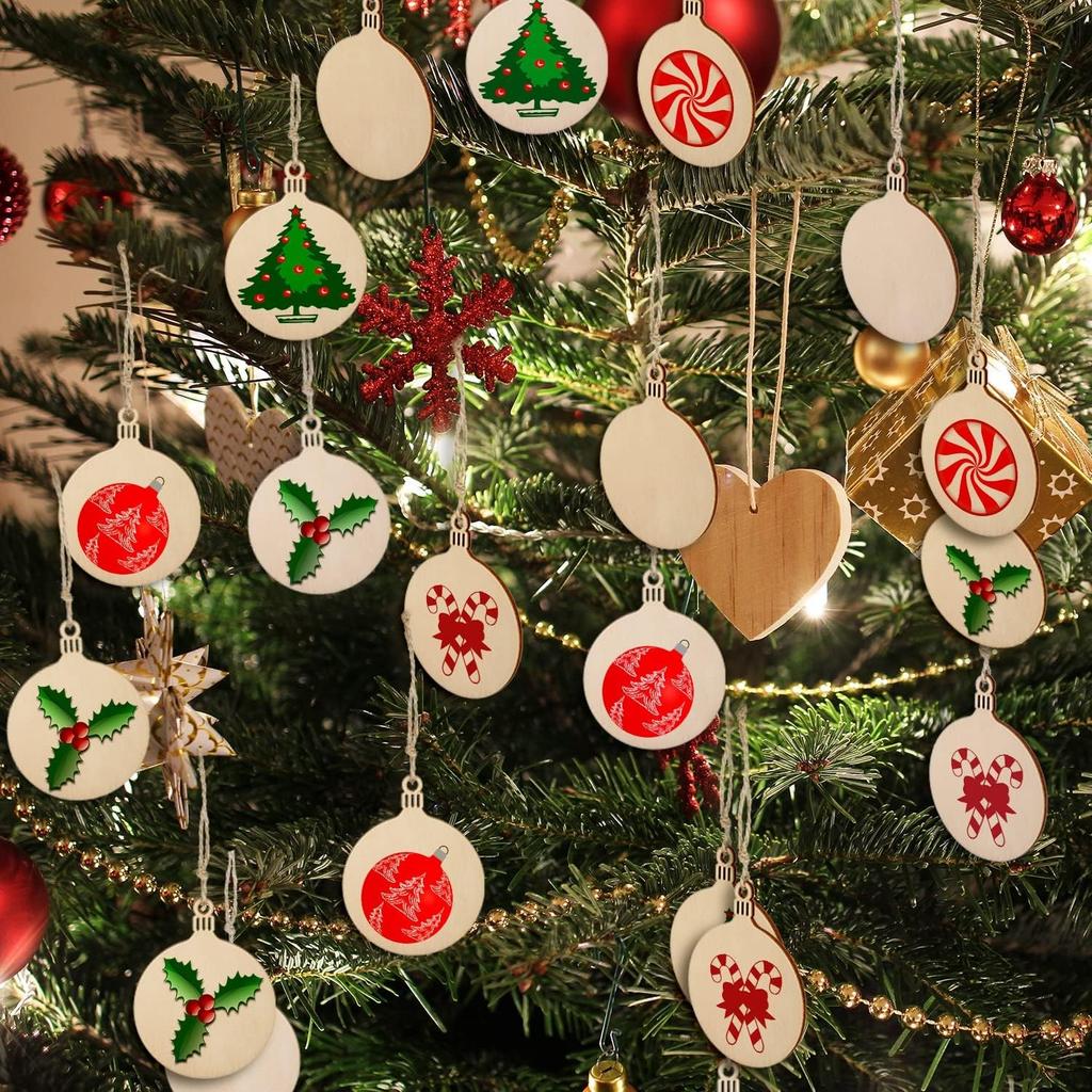 10/20/30X Рождественский Деревянный Декор для Рукоделия Подвесной Шар Заготовки Формы Реквизит для Елки