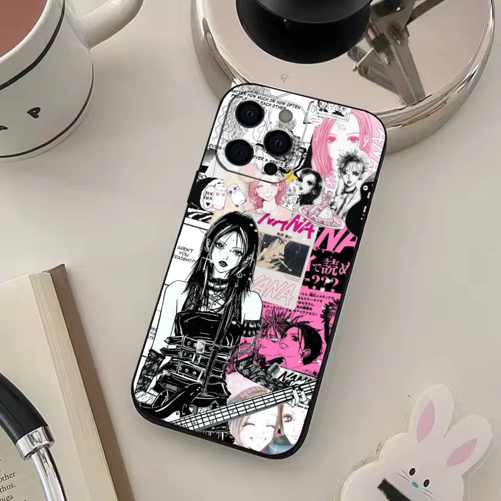 Японский Классический Аниме N-NA N-NA Чехол для Телефона Для iPhone17,16,15,14,13,12,11 Plus,Pro Max Мягкий Черный Чехол