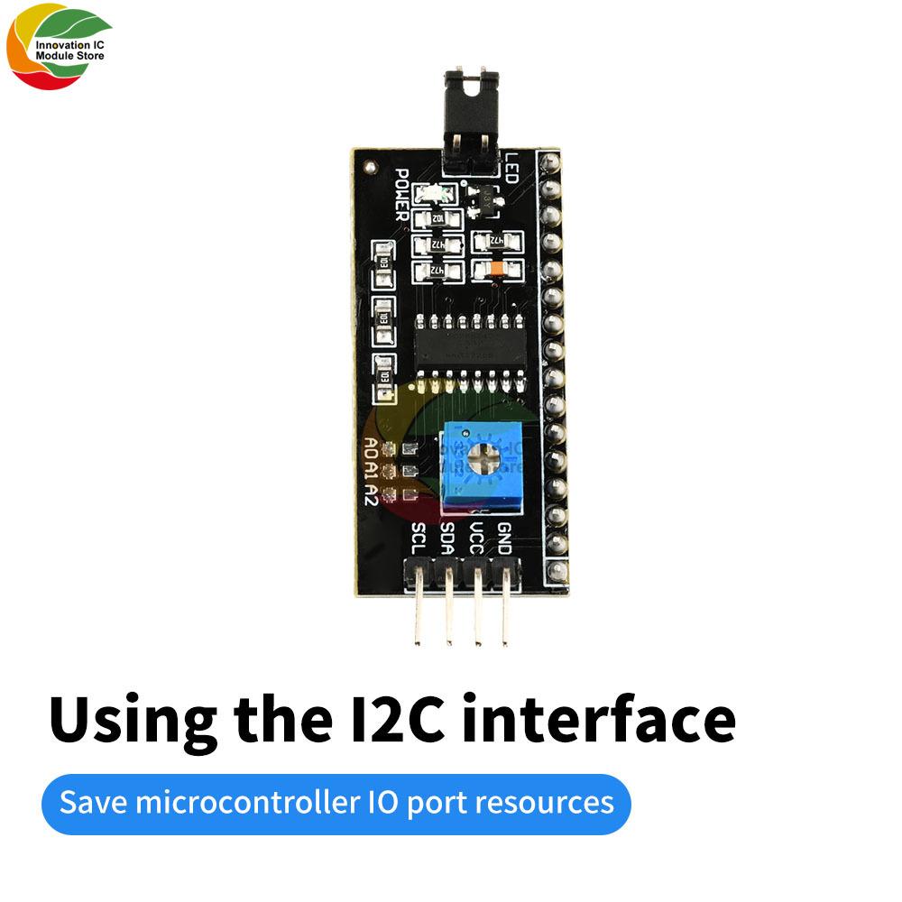 Плата расширения PCF8574 с интерфейсом I2C для LCD1602/2004 Черная печатная плата с регулируемой контрастностью и подсветкой