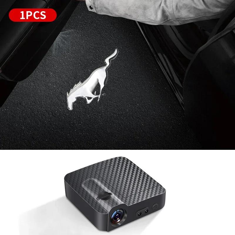 Car Sticker 2025 Hot Car Led Welcome Lights Courtesy Projector Ghost Shadow Logo Emblem Light For Ford Mustang 4 5 6 2024 2023 2