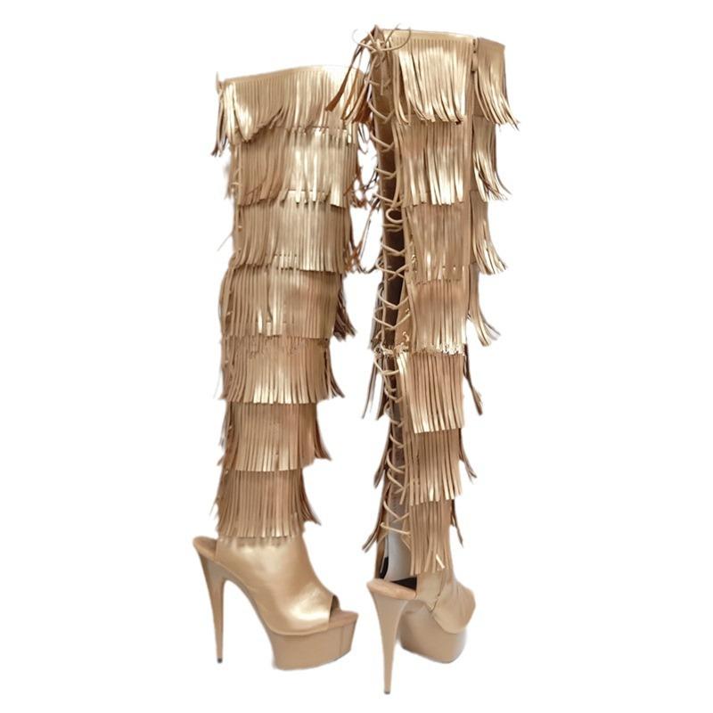 Женские туфли 2025 года, весна, новые высокие туфли-трубы выше колена, с заостренным носком, на высоком каблуке, женские черные модные женские туфли на очень высоком каблуке 15 см