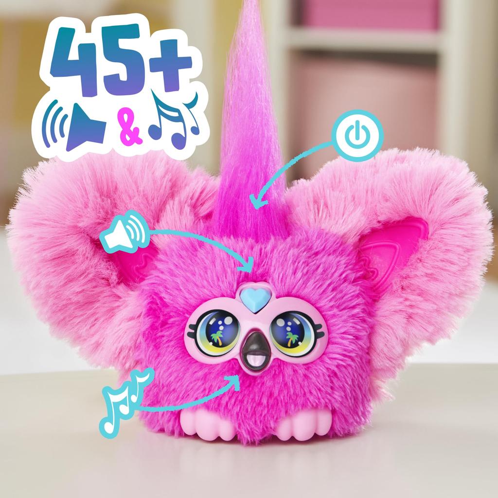 Hasbro Furby Furblets FloFlo Мини-электрическая плюшевая игрушка для мальчиков и возрастов Furby Authentic Friends, Девочек, 6+, Розовый, Фламинго, Говорит, Музыкальная, G1699,