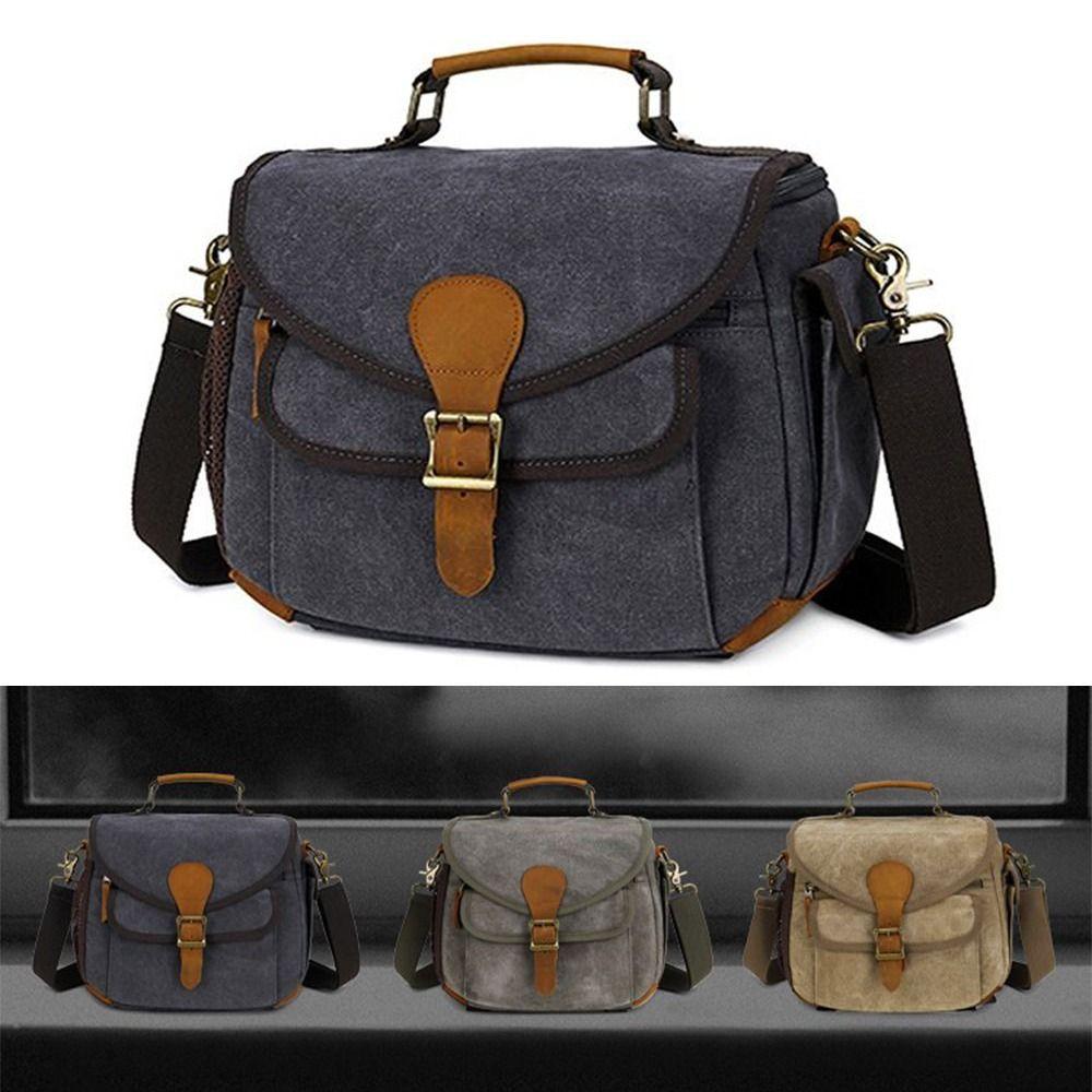 Сумка для беззеркальной фотокамеры из холста, мягкая винтажная сумка-мессенджер для объектива камеры, противоударный водонепроницаемый защитный чехол для камеры