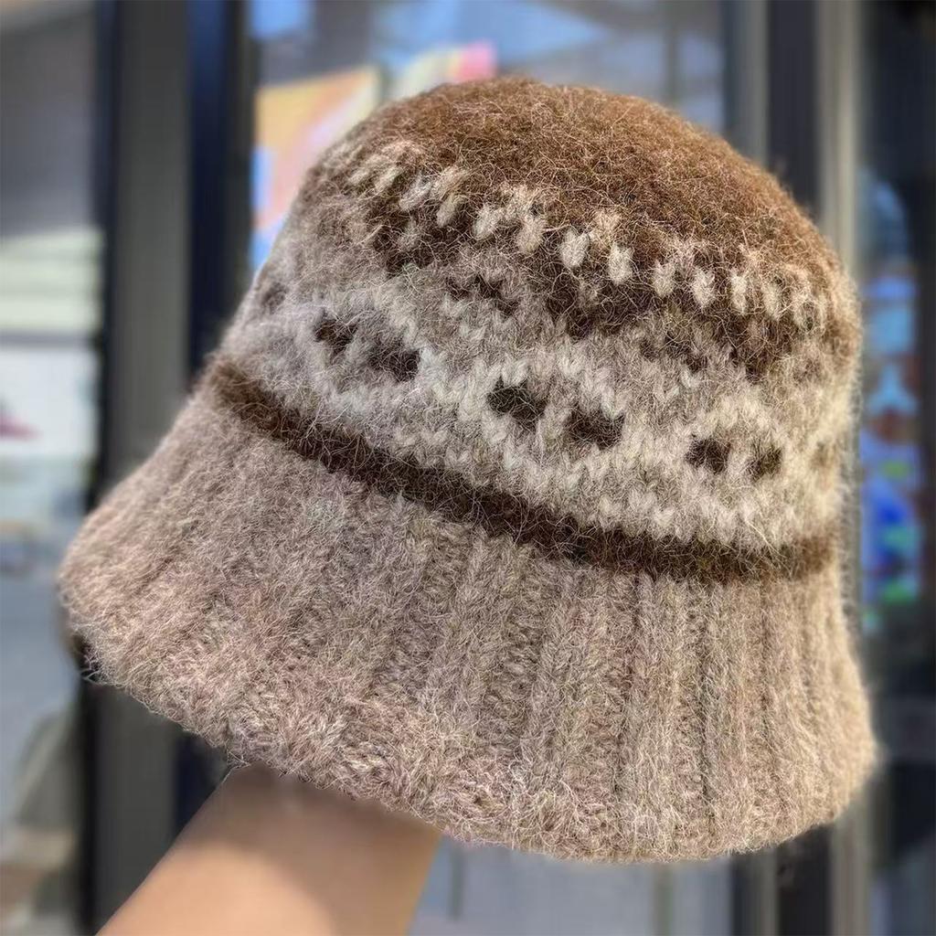 Женская шляпа, шляпа рыбака, теплая шерстяная шапка, атмосферная вязаная шапка, маленькая шляпа-ведро, подчеркивающая лицо