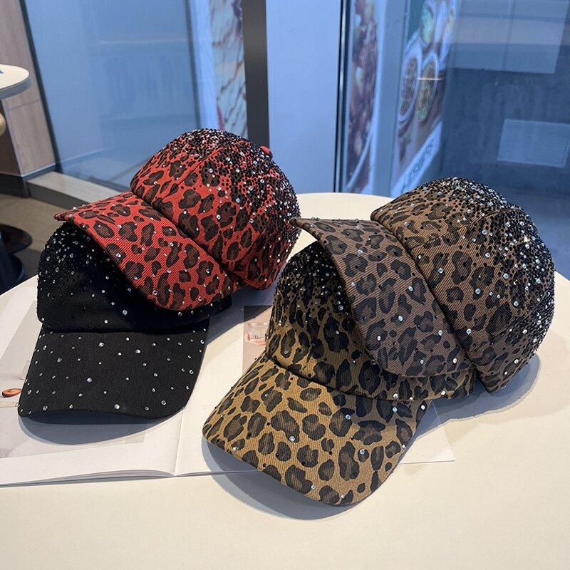 Leopard Print Baseball Cap With Rhinestones For Summer Street Style Fans