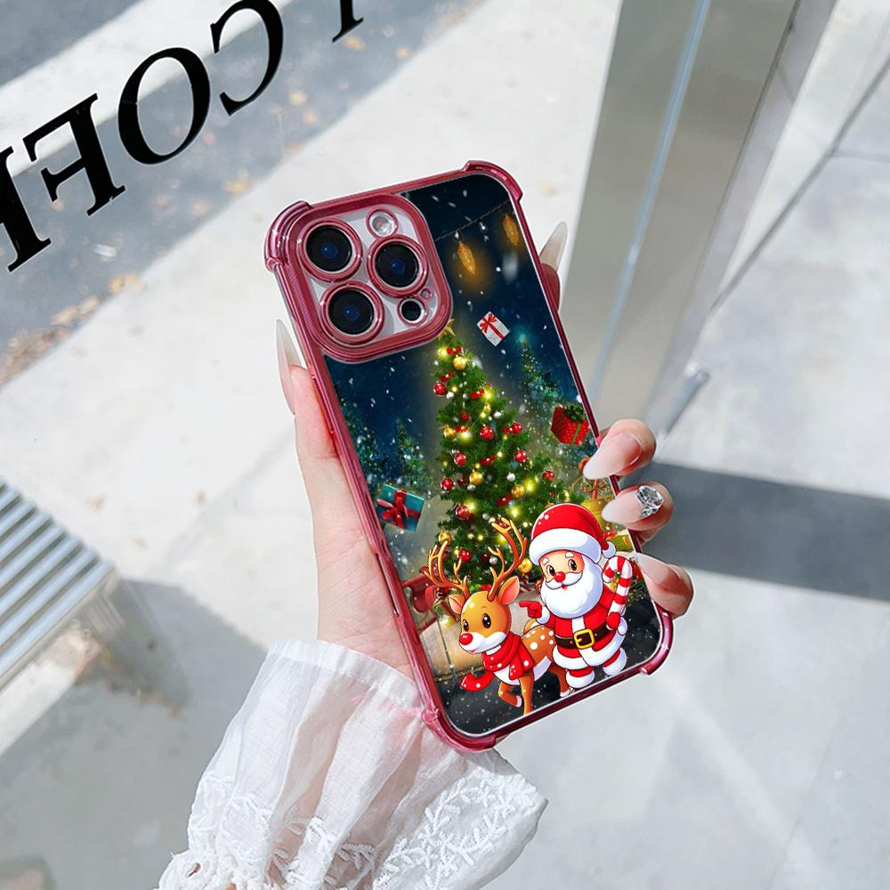 Чехлы для телефонов Ae121 Merry Christmas Santa design art из гальванизированного ТПУ для Samsung A54 A12 A14 S23 S24 Ultra A55 A15 S21 FE с четырьмя углами защиты