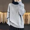 Женский свитер Зимний Утепленный Пуловер Теплый Вязаный Воротник половинной высоты Эластичный Длинный рукав Оверсайз Джемпер Топы