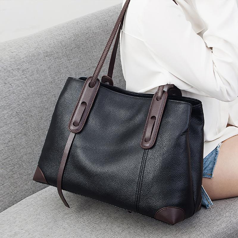 Genuine Leather Tote Bag Luxury Designer Women's Shoulder Bag Large Capacity Women Bags High Quality Soft Cowhide Female Handbag