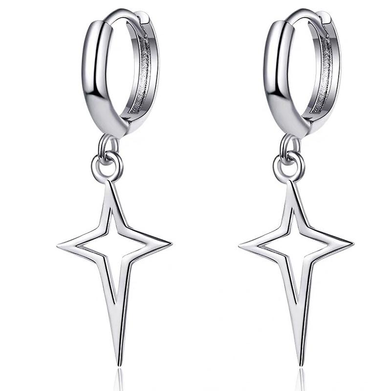 1 пара сережек-капель из сплава в готическом стиле панк, черные/серебристые, со звездами и крестом, простые модные серьги-гвоздики для женщин и мужчин, рок-ювелирные изделия