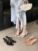 2025 European and American Style Nude High-heeled Irregular Strap High-heeled Square-head Slippers