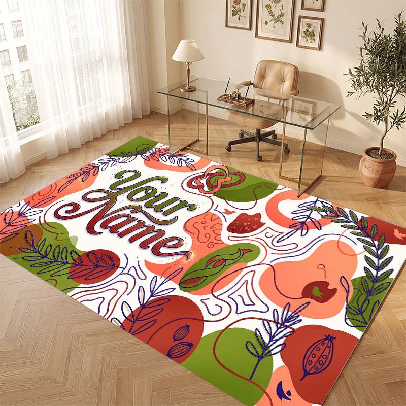 Mountain Landscape Theme Crystal Velvet Floor Rug Personalized Custom Name Text Warm Carpet Home Decoration