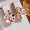 Elegant Flower Embossed Inlay Zircon Drop Earrings for Women Gold Color Vintage Jewelry Wedding Party Accessories