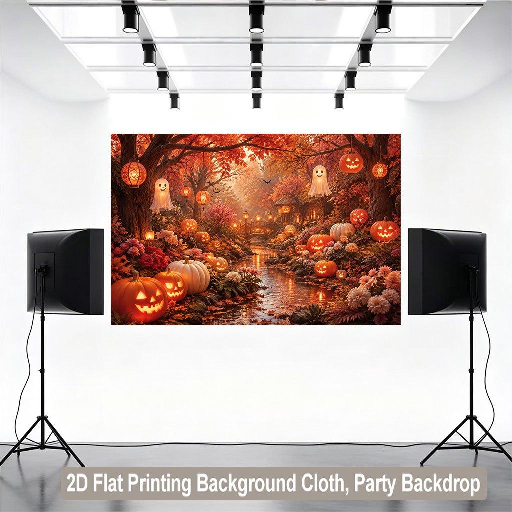 1 piece of 2D flat background cloth Halloween-themed pumpkin light scene background bannerzyc