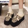 Леопардовый мех платформа хлопковые тапочки женские танкетка обувь 2025 тренд зима новая мода высокие каблуки сапоги туфли-лодочки mujer zapatillas