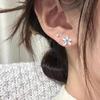 Серьги-гвоздики из стерлингового серебра S999 с синим цирконом в виде цветка для женщин - Эксклюзивный дизайн, Роскошные, Универсальные