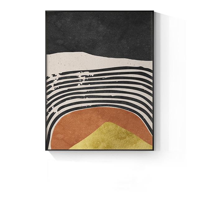 Scandinavian Abstract Color Poster Blocks and Black Lines Canvas Painting Nordic Wall Art Decoration Picture Home Design Decor