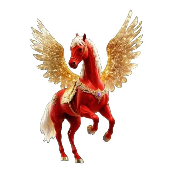 Horse Ornament Acrylic 2D Flat Realistic Flying Horse Christmas Tree Pendant with Sparkling Rhinestone Home Decor