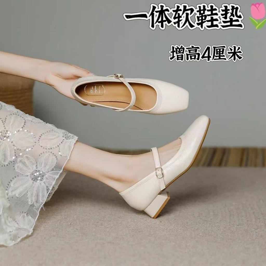 Французская натуральная мягкая кожа ретро мода одинарные туфли женские новые толстый каблук квадратный носок ремешок Мэри Джейн универсальные средний каблук женские туфли