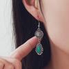 Серьги Lady Bohemia Carved Flower Green Long, серьги-подвески для вечеринок, винтажные ювелирные изделия, подарки