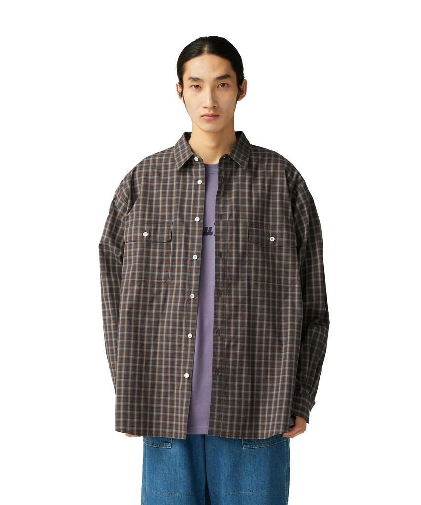 Snow Peak Organic Cotton Ombre Check Shirt Long Size CH SH-25AU005, Sleeve, Men's/Women's, M, Brown,