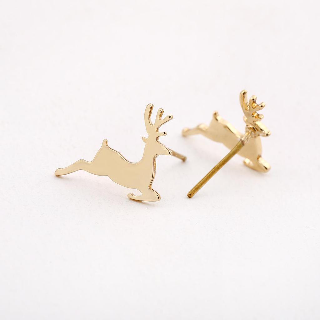 Изысканные серьги-пусеты из нержавеющей стали в виде прыгающего олененка - Рождественские животные, украшения для хряща