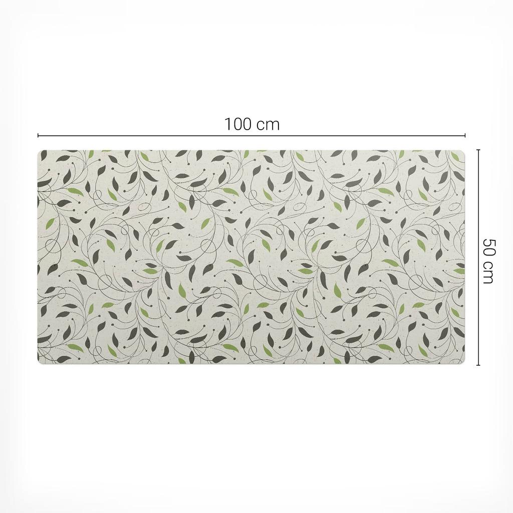 Tabletop Protective Mat with a Fashionable Leafy Plant Print 100x50 cm