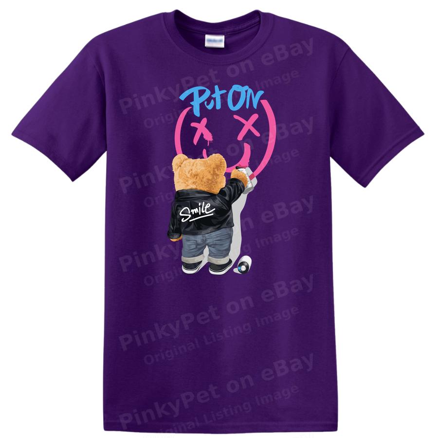Cute Bear Graffiti T Shirt Graphic Art Smile Design Casual Streetwear Tee