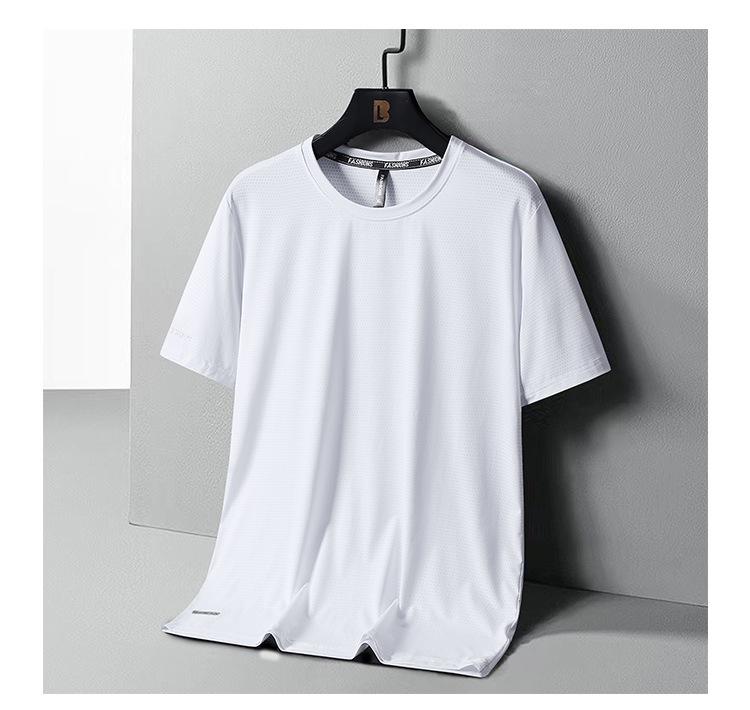Men's Plus Size Quick-Dry Ice Silk Sports T-Shirt - Breathable, Loose Fit, Short-Sleeve