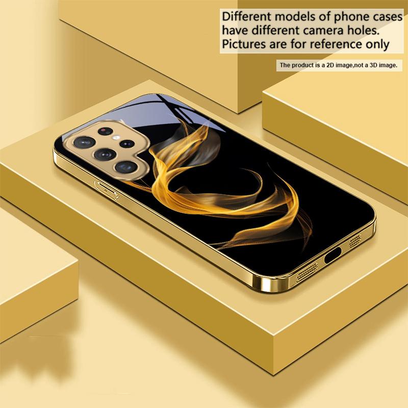 Плавающая золотая лента Для Samsung Galaxy S20 FE S21 S22 S23 Plus S24 Ultra 25Ultra S21+ S9+ S22Plus Золотой стеклянный чехол для телефона