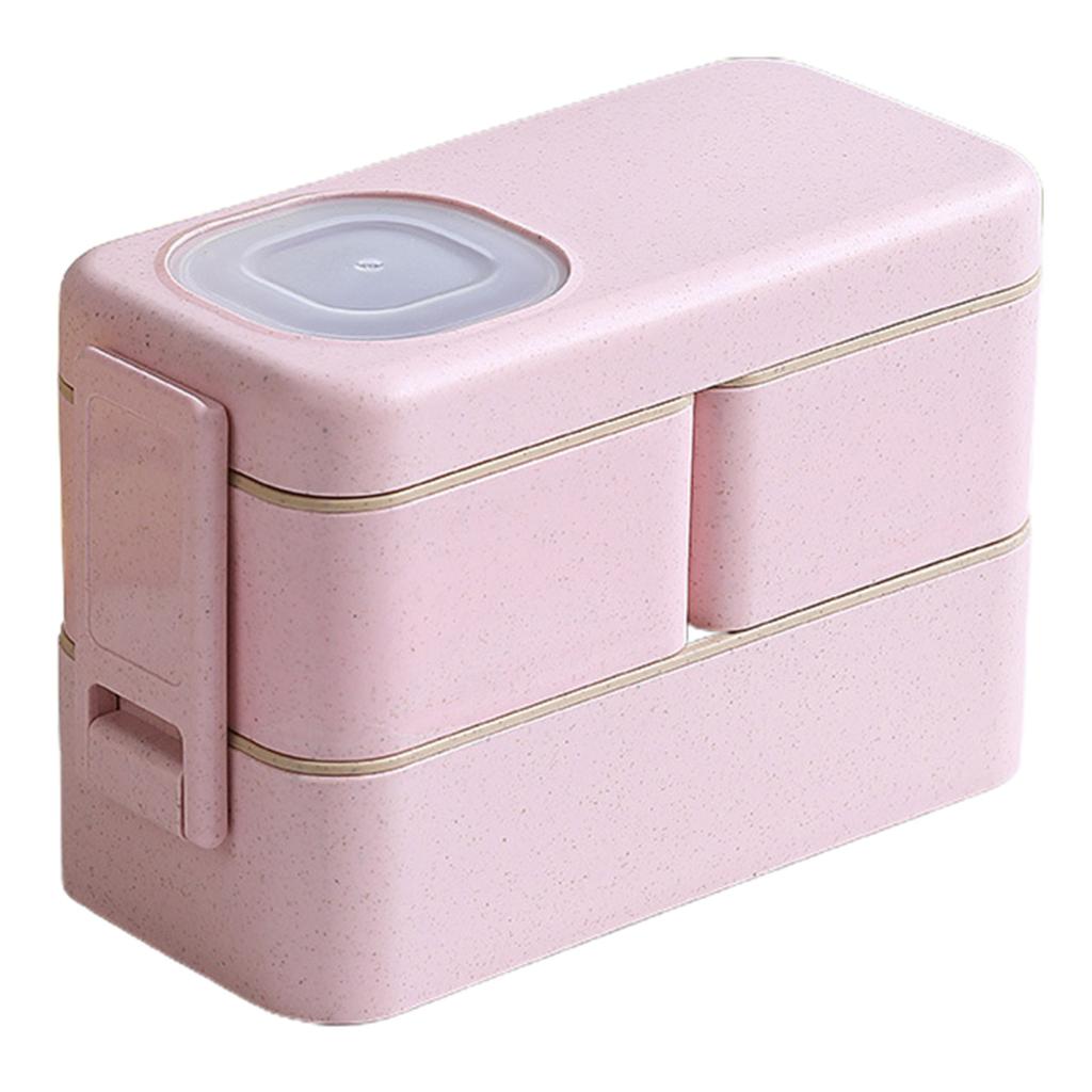 Leak-proof Bento Lunch Box with 3 Compartments Double Layer Buckle Closure Microwave Safe Stackable Salad Box for Kids Adults