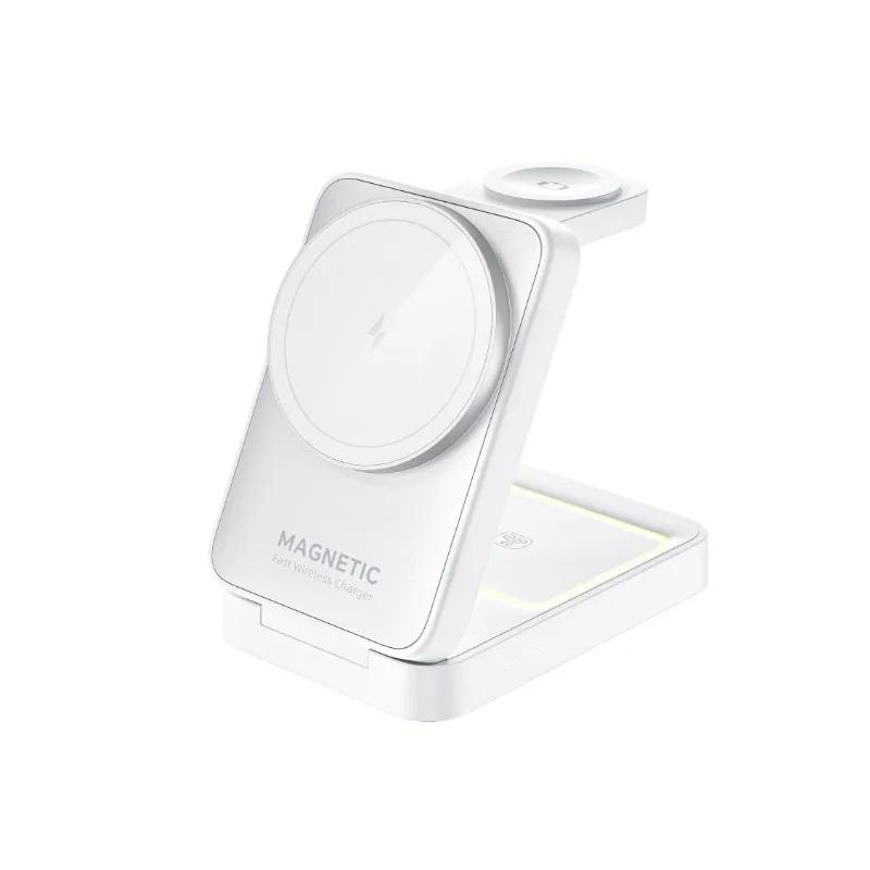Складная магнитная беспроводная зарядная подставка 3 в 1 для Magsafe iPhone 15 14 13 12 Watch 2-8 Airpods Pro, быстрая зарядная станция