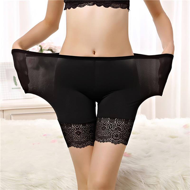 Seamless Underwear Shorts Women Soft Cotton Safety Short Pants Female Sexy Lace Black Boxers Women Plus Size Panties EMA